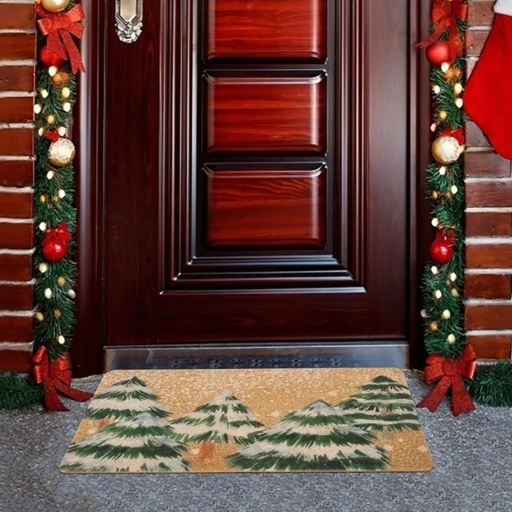 Winter Forest Coir Doormat - Green And Brown